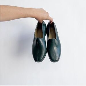 French garden clogs in dark green
